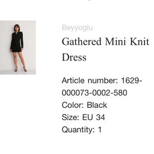 Rib-Knit Collared Black Long Sleeve Dress